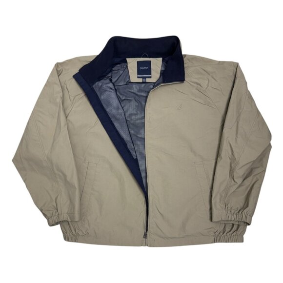 NAUTICA Designer tan Windbreaker Casual Bomber Jacket Mens 4XL - Picture 1 of 7